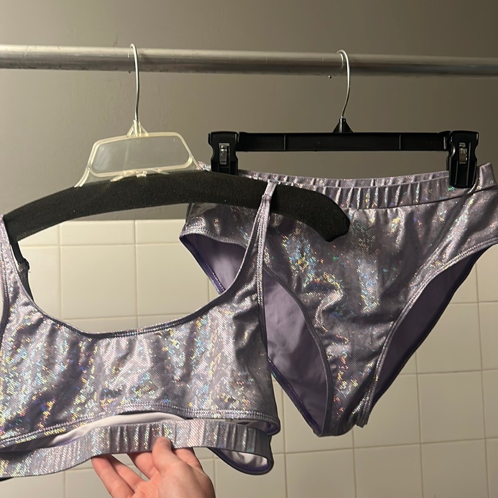 Lavender sparkly two piece bikini/ rave fit